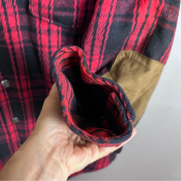 American Rag shacket shirt jacket men's Medium Buffalo plaid red snap quilted - Picture 6 of 12